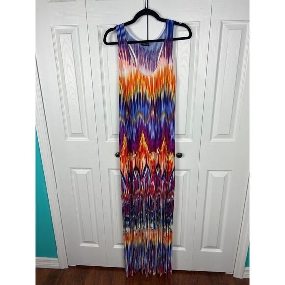 Venus Tank Bodycon Stretchy Multicolor Fringed Boho Midi/maxi Dress Size 12 M/L - Picture 7 of 8